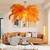 cheap Island Lights-LED Pendant Light Chandelier Gorgeous Extra Large 90cm Ostrich Feather Bouquet Pendant Light Romantic Mounted Lighting Fixture for Restaurant Bedroom Chain NOT Adjustable 110-240V