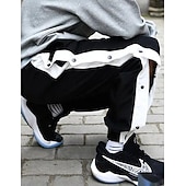 cheap Joggers-Men's Joggers Tear Away Pants Trousers Straight Leg Sweatpants Pocket Elastic Waist Side Button Plain Comfort Breathable Outdoor Daily Going out Fashion Casual Black