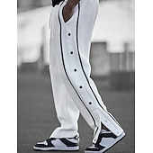 preiswerte Sweatpants-Herren Hosen abreißen Hose Hosen Jogginghose mit geradem Bein Tasche Kordelzug Elastische Taille Glatt Komfort Atmungsaktiv Outdoor Täglich Ausgehen Modisch Brautkleider schlicht Schwarz Weiß
