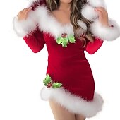 olcso Felnőtt jelmezek-Mikulás Mrs.Claus Karácsonyi ruha Mikulás ruhák Női Jelmezes buli Cosplay jelmez Felnőttek Karácsony Álarcos mulatság Buli és este Ruha