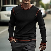 olcso alap pólók-Férfi Póló Tee Top Hosszú ujjú ing Hosszú ujj Terített nyak Tavasz &amp; Ősz Színes Raglan Sleeve Divat Dizájn Alap Vakáció Utca Alkalmi Világoskék Fekete Fehér Férfi felső póló