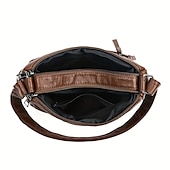 levne Tašky přes rameno-dámská vintage crossbody kabelka z umělé kůže s mnoha kapsami na zip – ležérní kabelka přes rameno pro každodenní nošení