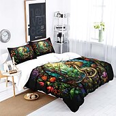 voordelige Dekbedovertreksets-2pcs/3pcs retro retro abstract vuurdraakpatroon bedset dekbedovertrek lichtgewicht en zacht geschikt voor volwassenen en kinderen groot bed klein bedset