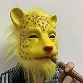 お買い得  ハロウィン 2024-動物緑の魚ヘッドカバーオランウータン馬頭象オンドリヘッドカバー豚頭ヒョウトラキツネマスクラテックスコスプレ用