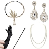 お買い得  アクセサリーとその他-ヴィンテージ 1920年代風 ギャツビー フラッパー・ヘッドバンド アクセサリーセット チャールストン フェザー 仮装 女性用 マスカレード 祭り 成人 グローブ ヘアバンド オールシーズン