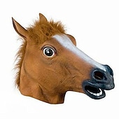 お買い得  ハロウィン 2024-動物緑の魚ヘッドカバーオランウータン馬頭象オンドリヘッドカバー豚頭ヒョウトラキツネマスクラテックスコスプレ用