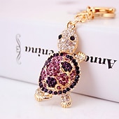 economico Ornamenti e pendenti per auto-novità strass tartaruga portachiavi portachiavi moda animale tartaruga metallo cristallo ciondolo borsa regalo