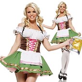 cheap Dirndl-Carnival Oktoberfest Beer Costume Dress Dirndl Trachtenkleider Maid German Munich Wiesn Women&#039;s Traditional Style Cloth Dress Apron