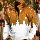 cheap Christmas Scene Sweatshirt-Men&#039;s Snowflake Christmas Scene Sweatshirts Sweatshirt Sweatshirt Pullover Quarter Zip Hoodie Long Sleeve Sweatshirt Stand Collar Fashion Cool Daily 3D Print Christmas Vacation Going out Print Spring