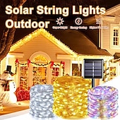 abordables Guirlandes solaires-Guirlande lumineuse solaire à LED pour réception de mariage, élégante, décoration de mariage, 10 m, 33 pieds, 100 LED, 8 modes d&#039;éclairage, guirlande lumineuse étanche, jardin, Noël, mariage, fête