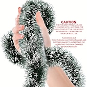 رخيصةأون إكليل، زينة &amp; سواغ-3 قطع من شرائط الصوف باللون الأخضر الصنوبري لشجرة الكريسماس، أشرطة معدنية بيضاء ثلجية، إكليل معدني أخضر، مستلزمات العطلات