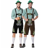 cheap Men-Oktoberfest Lederhosen Shirt Bavarian Bavarian German Wiesn Men's Traditional Style Cloth Blouse Shorts Hat