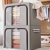 abordables Almacenamiento y organización-Caja de almacenamiento de ropa de gran capacidad, organizador de colchas de ropa a prueba de polvo, contenedor plegable para dormitorio y hogar, 1 ud.
