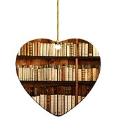 お買い得  木のアクセサリー-クリスマスツリーの装飾、スクエアハートの本棚ペンダント、図書館の本棚のハートの飾り、部屋の装飾