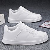 billiga Herrsneakers-Herr Sneakers Kontor / Business Vita skor Promenad Ledigt Dagligen Läder Bekväm Korta stövlar / ankelstövlar Loafers Svart Vit Vår Höst