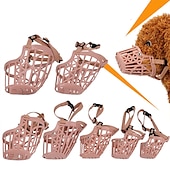 cheap Dog Training &amp; Behavior-Plastic Mesh Dog Mouth Cover Adjustable Teddy Gold Hair Breathable Anti biting Anti barking Pet Mouth Cover