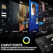 رخيصةأون ميكروفونات-محول HDMI (5 بوصات/1 مخرج) يدعم دقة 4K فائقة الدقة ومحول الصوت/الفيديو التلقائي لصندوق التلفزيون وصندوق التلفزيون والكمبيوتر المحمول ومحطة ألعاب الكمبيوتر المحمول يدعم 4K يأتي مع جهاز تحكم عن بعد