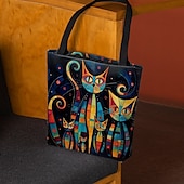 economico Borsette e borse tote-borsa tote da donna con stampa di gatti colorati, design artistico con grande capacità, perfetta per l&#039;uso quotidiano o per lo shopping