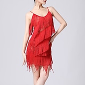 abordables Vestidos de Práctica-Baile Latino Vestido Borla Color Puro Corte Mujer Rendimiento Entrenamiento Sin Mangas Cintura Alta Poliéster