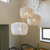 abordables Éclairages pour îlot-Lampe suspendue LED en tissu wabi-sabi noir blanc unique en métal moderne avec cordon réglable, éclairage d&#039;îlot de cuisine pour salle à manger, chambre à coucher, couloir, salon 110-240 V
