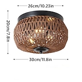 economico Lampade da soffitto-boho lampada da soffitto plafoniera in rattan mini lampada a sospensione in rattan intrecciato plafoniera per piccola camera da letto corridoio ingresso cucina isola fattoria bagno 110-240v
