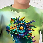 billiga Pojkens 3D-djur-Pojkar 3D Grafisk Djur Dinosaurie Tröja Långärmad 3D-tryck Sommar Höst Mode Streetwear Häftig Barn 3-12 år 4-12 år Utomhus Ledigt Dagligen Normal