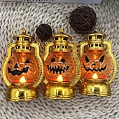 economico Illuminazione di Props di Halloween-decorazioni di halloween lampada zucca retrò piccola lampada a olio led candela elettronica lampada zucca portatile galvanica lanterna magica a colori