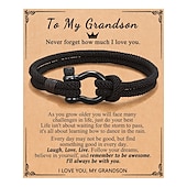 cheap Wearable Accessories-Milan Rope Hand Woven Bracelet To My Son&#039;s Grandson Stainless Steel Horseshoe Buckle Bracelet