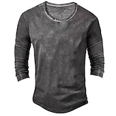 billiga grundläggande t-shirts-Herr T-shirt Henleytröja T-tröja Långärmad tröja Långärmad Henley Vår &amp; Höst Slät Vintage Mode Grundläggande Semester Gata Utekväll Brun Khaki grön Grå Topp t-shirt för män