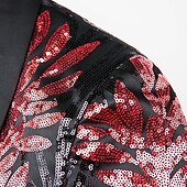 preiswerte Bühnenanzüge-Anzüge für Männer für Partys Tuxedos funkelnd schwarz rot Blatt taillierte Passform 2-teilig einreihig ein Knopf