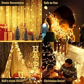 abordables Guirlandes lumineuses à piles-Halloween Noël boîte à piles étanche guirlande lumineuse 8 fonctions télécommande intérieure et extérieure cour jardin décoration de mariage lumière 4m-30leds/6.5m-50leds/10m-100leds