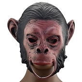 お買い得  ハロウィン 2024-動物緑の魚ヘッドカバーオランウータン馬頭象オンドリヘッドカバー豚頭ヒョウトラキツネマスクラテックスコスプレ用