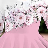 halpa 3D-kukkamekko-Pääsiäinen Tyttöjen 3D Kukka Mekko Pinkki Pitkähihainen 3D-tulostus Syksy Talvi Loma Urheilu ja ulkoilu Päivittäin söpö tyyli Vapaa-aika Kaunis Lapset 3-12 vuotta Rento mekko A linjainen mekko