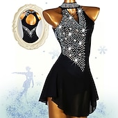 abordables Robes de Patinage Artistique-Robe de Patinage Artistique Femme Fille Patinage Robes Violet claire Rose clair Jaune Dos ouvert Maille Spandex Haute élasticité Compétition Tenue de Patinage Fait à la main Cristal / Stras Sans