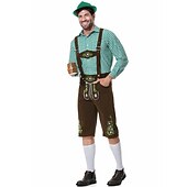 cheap Men-Oktoberfest Lederhosen Shirt Bavarian Bavarian German Wiesn Men's Traditional Style Cloth Blouse Shorts Hat