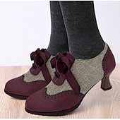 ieftine Oxfords de Damă-Pentru femei Tocuri Pantofi pumps Oxfords Bullock Pantofi Mărime Plus Size Pantofi de epocă Petrecere Zilnic Culoare solidă Bloc Culoare Iarnă Toc Mic Vârf rotund Elegant Casual minimalism Piele de