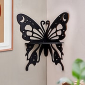  Elegant Wooden Butterfly Single Tier Wall Shelf for Home Decor and Storage