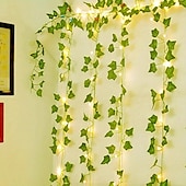 abordables Guirlandes lumineuses à piles-Guirlande lumineuse élégante en fil de cuivre avec lierre pour réception de mariage – 2 m à 10 m, 20 à 100 LED, alimentée par batterie, pour la décoration de la maison et du jardin