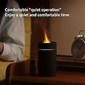 billiga luftfuktare-1 st flame air diffusor luftfuktare 100ml bärbar och ljudlös aromdiffusor för kontor eller yoga eterisk oljediffusor med automatiskt avstängningsskydd utan vatten varmt ljus/sju-färgsljusomkopplare
