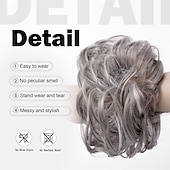 abordables Chignons-chignons Chignon Enrouler autour de la queue de cheval Cheveux Synthétiques Pièce de cheveux Extension des cheveux Bouclé Soirée Usage quotidien Soirée &amp; Evénement A1 A2 A3