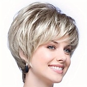 levne starší paruka-Syntetické paruky Volný Střih Pixie Paruka Krátký Zlatavá Ombre Blonde Umělé vlasy Dámské Módní design Přírodní Snadné přenášení Blonďatá