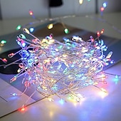 رخيصةأون يعمل بالبطاريات-أضواء سلسلة الألعاب النارية LED لعيد الميلاد 3m 100leds 6m 200leds 8 أوضاع إضاءة تعمل بالبطارية LED سلك نحاسي ضوء لشجرة عيد الميلاد وحفلات الزفاف وديكور المنزل