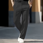 preiswerte Lose-Herren Anzughosen Hose Hosen Hose Tasche Gerade geschnitten Glatt Komfort Atmungsaktiv Hochzeit Outdoor Täglich Modisch Brautkleider schlicht Schwarz Weiß