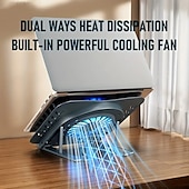 cheap Stands &amp; Cooling Pads-Laptop Stand With Cooling Fan Foldable Laptop Radiator And Holder Cooling Pad Bracket With Silent Fan For Macbook Tablet Notebook Stand Table For Laptop Accessories