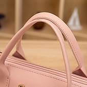preiswerte Handtaschen und Tragetaschen-Weiße Damenhandtasche aus Kunstleder mit Tragegriff oben und Schnallendetail vorne – elegante, strukturierte Umhängetasche für Büro, Reisen und den täglichen Gebrauch