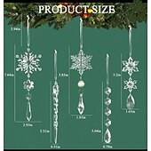 baratos Acessórios para Árvores-10 peças de enfeites de natal de cristal para decorações de árvores - enfeites de pingente de floco de neve de acrílico pendurados com pingentes de gota para decorações de cristais de lustre do país das maravilhas do inverno suprimentos