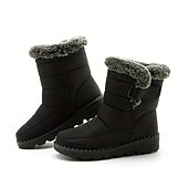 Недорогие Снежные и зимние ботинки-женские водонепроницаемые зимние ботинки для снега - теплые, нескользящие ботинки для улицы с меховой подкладкой для холодной погоды
