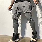 economico Pantaloni cargo-Per uomo Pantaloni cargo Abbigliamento tecnico Tasche Liscio Comfort Traspirante Esterno Giornaliero Per uscire Di tendenza Informale Nero Rosso