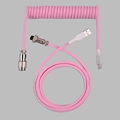cheap Cables-USB A To TYPE-C Keyboard Cable Woven Material Handmade Coiled 5 Pin Aviator Connector Custom Make Single Sleeved PET Mechanical Keyboard Coiled 1.5 Meter Mini Micro Spiral Cable