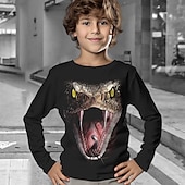 tanie 3D zwierzęta dla chłopca-Dla chłopców 3D Zwierzę T-shirt Długi rękaw Druk 3D Jesień Zima Sport Moda Moda miejska Dzieci 3-12 lat Na zewnątrz Codzienny Regularny
